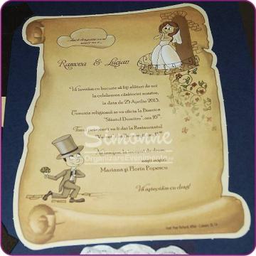 Invitatie nunta papirus cu plic