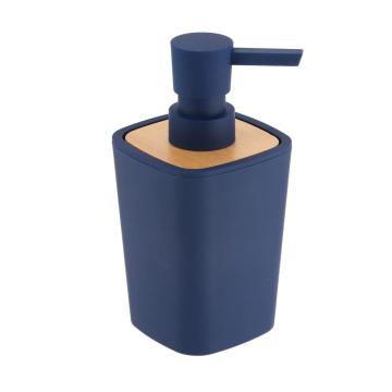 Dispenser sapun plastic si bambus 380 ml - albastru de la URBANIX SRL