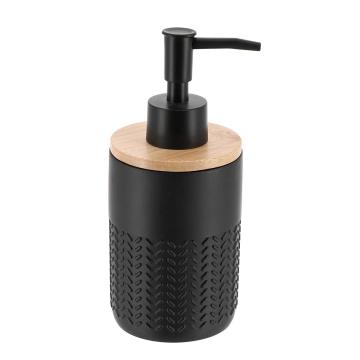 Dispenser sapun polirasina si bambus 260 ml - negru