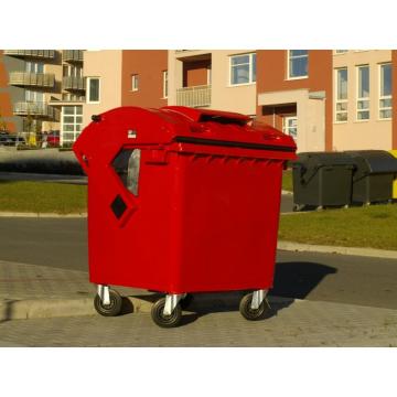 Container HDPE CLE 1100L cu capac rotund rosu
